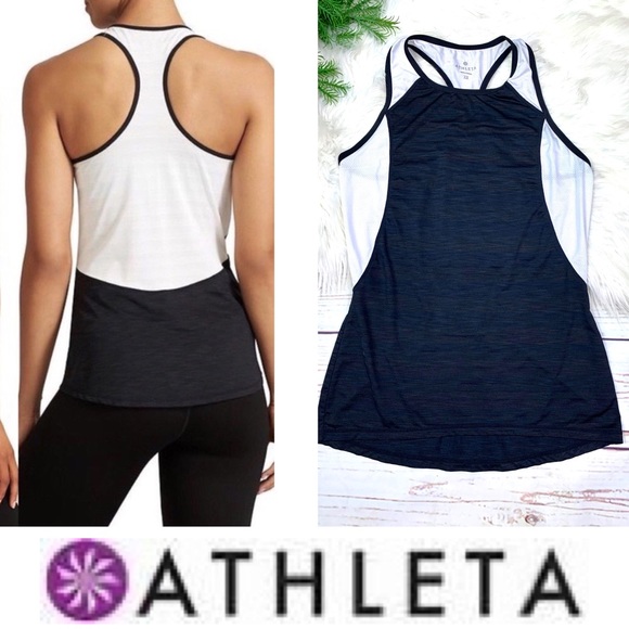 Athleta Tops - |•ATHLETA•| Light Black/White Racerback Tank Top